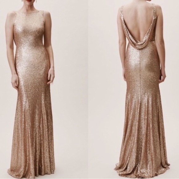 Anthropologie Dresses & Skirts - Anthropologie Rose Gold Sequin Gown